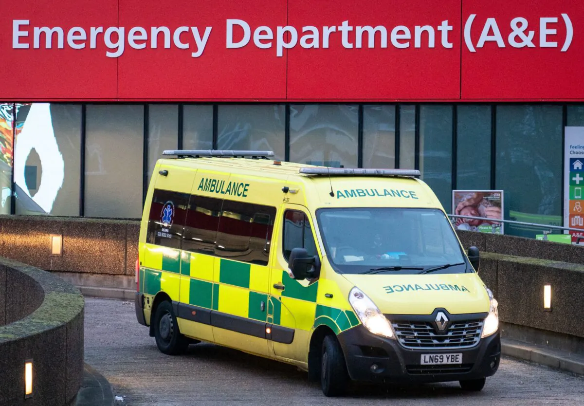 An ambulance outside a Accident and Emergency Department on Jan. 6, 2022. (Dominic Lipinski/PA Media)