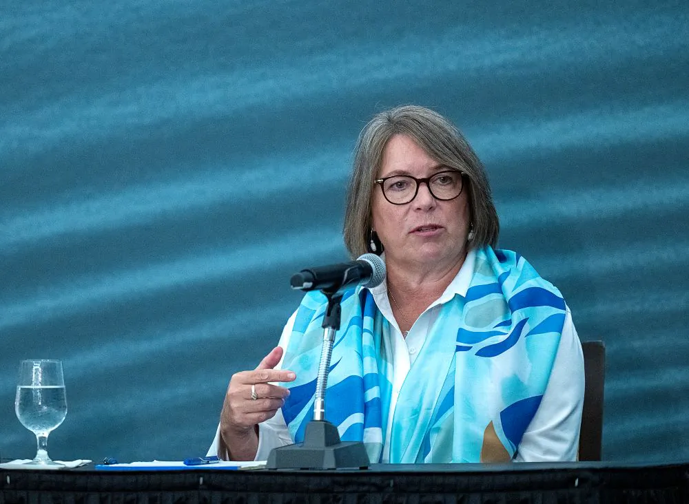 RCMP Commissioner Brenda Lucki testifies at the Mass Casualty Commission inquiry into the mass murders in rural Nova Scotia on April 18 and 19, 2020, in Halifax on Aug. 23, 2022. (The Canadian Press/Andrew Vaughan)