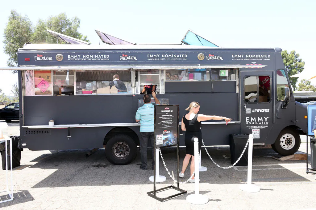 A food truck is seen at The Amazon Prime FYC Fest at Westfield Fashion Square in Sherman Oaks, Calif. on Aug. 12, 2022. (David Livingston/Getty Images)