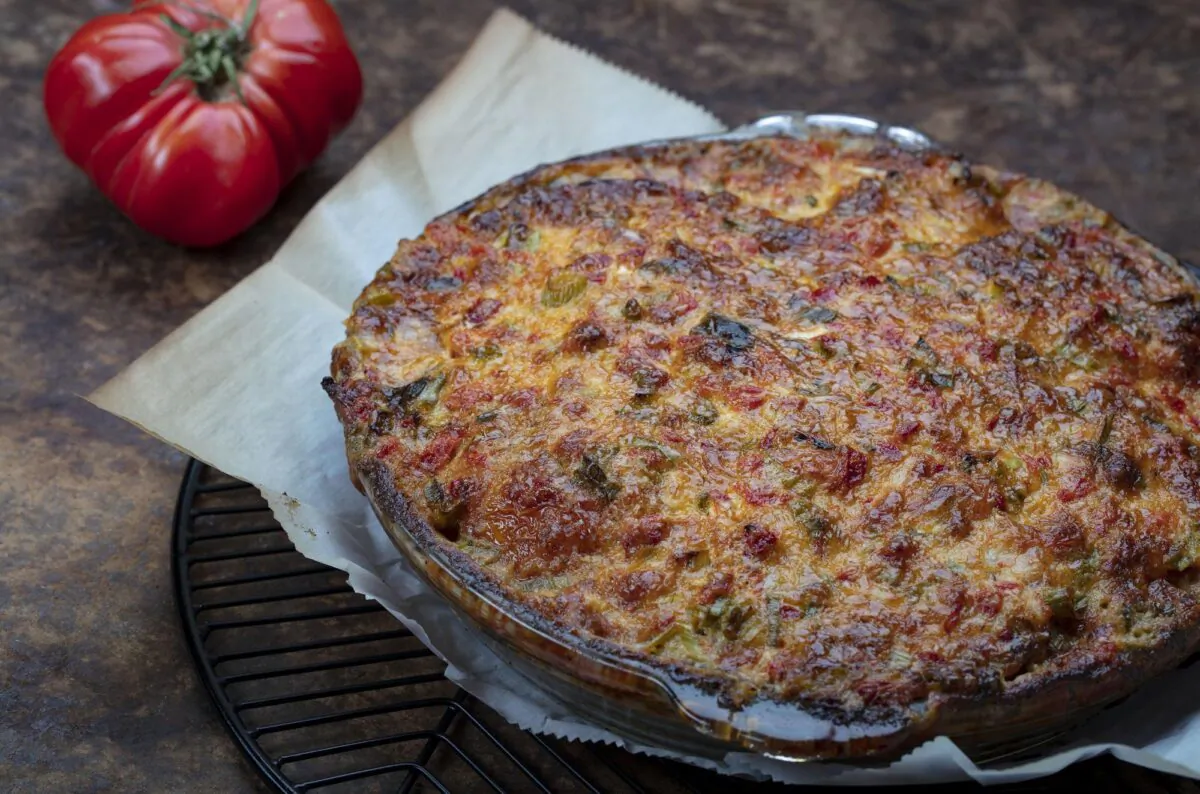 Tomato pie. (Brian Cassella/Chicago Tribune; Shannon Kinsella/food styling)