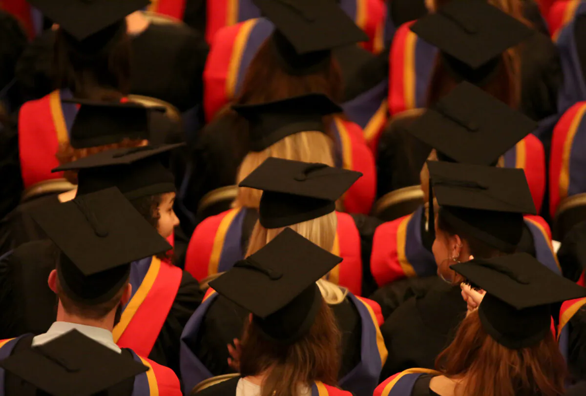 A graduation ceremony at the University of Suffolk's campus in Ipswich, England, in October 2015. (PA)