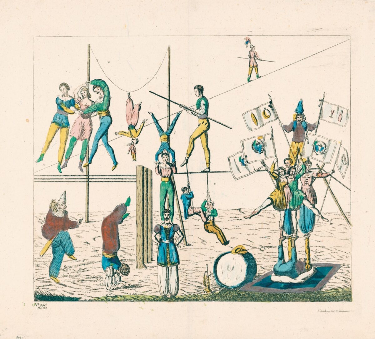 A vintage
illustration of various
circus acts. (Public domain)