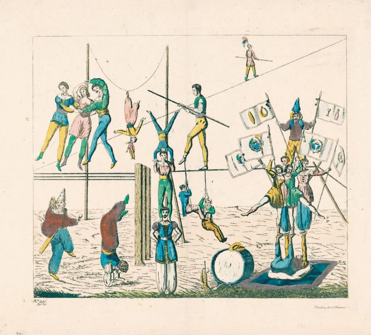 A vintage
illustration of various
circus acts. (Public domain)