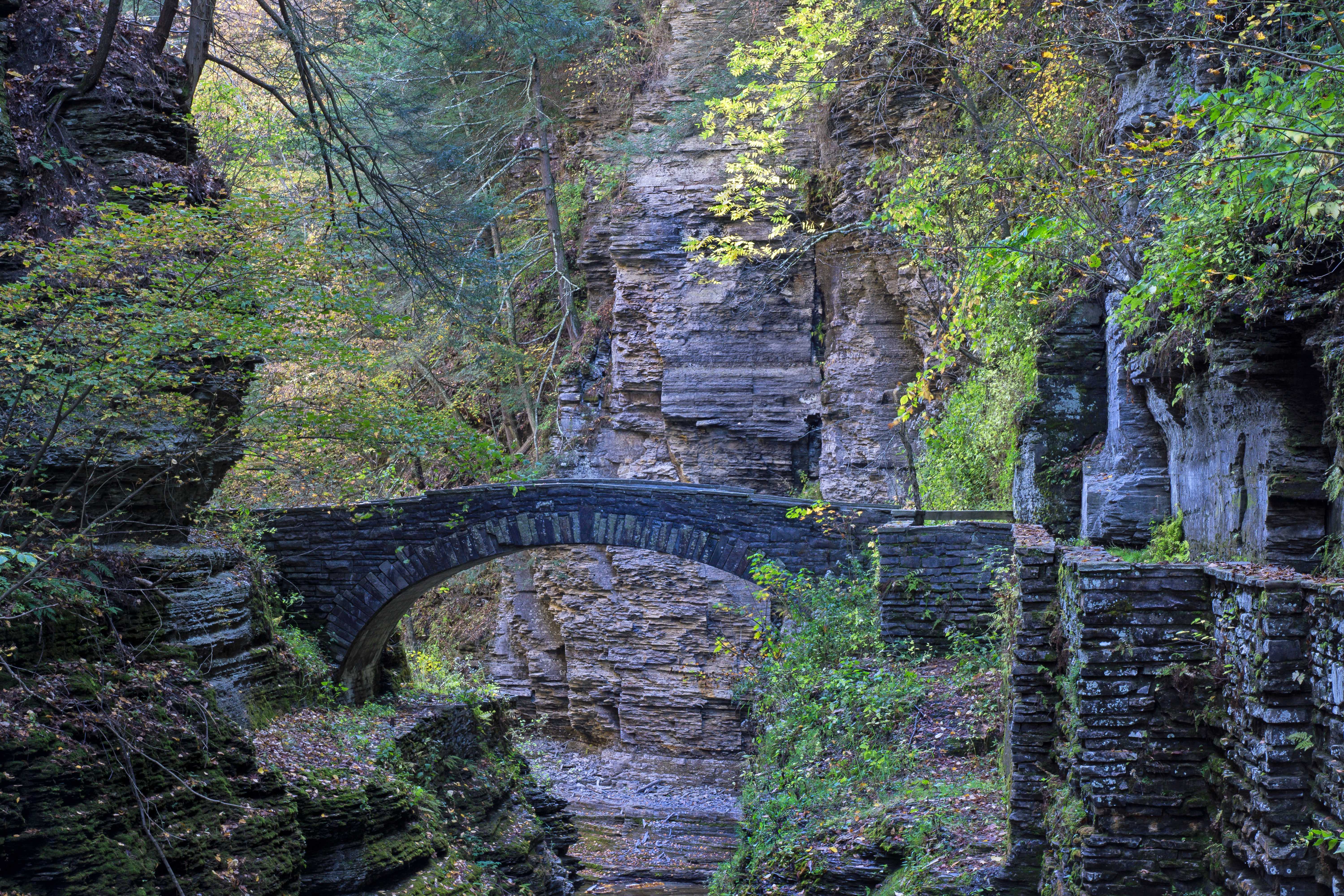 Autumn Trail to the Upper Falls at Robert H.Treman State Park in New York State