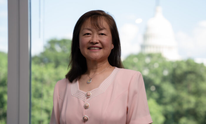 Lily Tang Williams, a survivor of communist China’s Cultural Revolution and now a congressional candidate for New Hampshire’s 2nd District, in Washington on July 20, 2022. (Tal Atzmon/The Epoch Times)