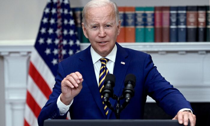 President Joe Biden announces student loan relief in the Roosevelt Room of the White House in Washington on Aug. 
 24, 2022. (Olivier Douliery/AFP via Getty Images)