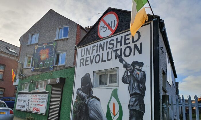 The head office of Saoradh, the political wing of the New IRA, in Derry, Northern Ireland in October 2019. (Chris Summers/The Epoch Times)