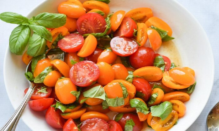 Cherry Tomatoes and Basil Salad