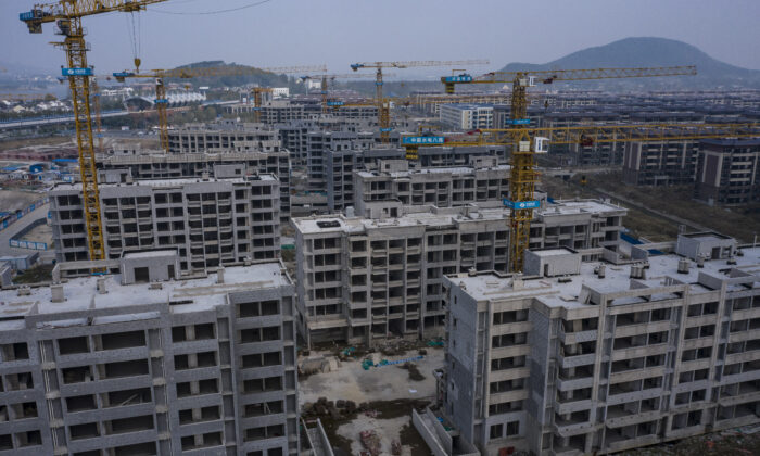 Unfinished apartment buildings at China Evergrande Group's Health Valley development on the outskirts of Nanjing, China, on Oct. 22, 2021. (Qilai Shen/Bloomberg via Getty Images)