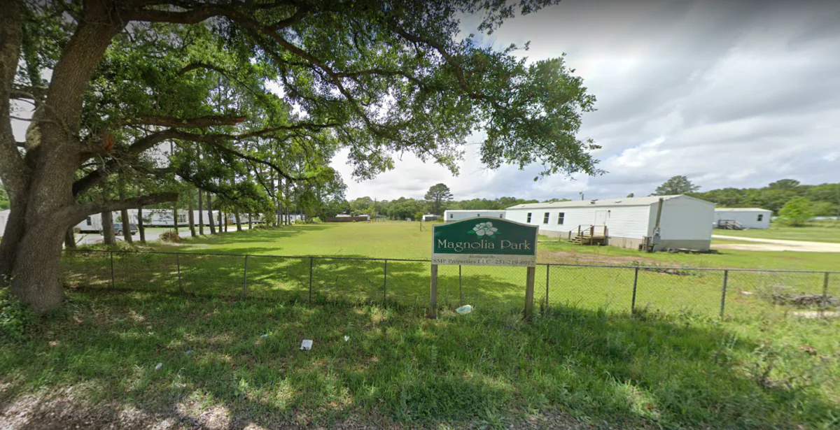 Magnolia Mobile Home Park, Magnolia Road, in Irvington, Ala., in April 2022. (Google Maps/Screenshot via The Epoch Times)