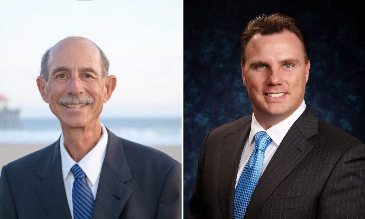 (L) Scott Field (Courtesy of Scott Field's Campaign). Michael Gates (Courtesy of the City of Huntington Beach)