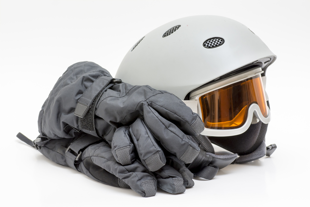 Snowboard,Helmet,,Gloves,And,Goggles.