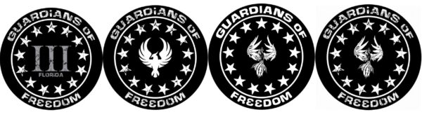 Variations of the logos for Guardians of Freedom group as they transitioned from being associated with the 'Three Percent" label.