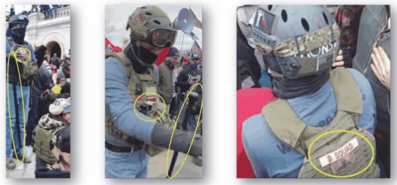 Screenshot of images from criminal complaint alleged to be Guardians for Freedom mebers, described by the government as a "militia-style" organization, arrested for their participation in the breach of the Capitol on January 6, 2021. 