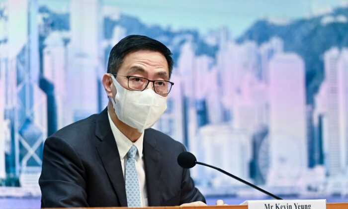 Hong Kong Secretary for Education Kevin Yeung Speaks on Feb. 28, 2022. His tenure ended on June 30, 2022. (Sung Pi-lung/The Epoch Times)