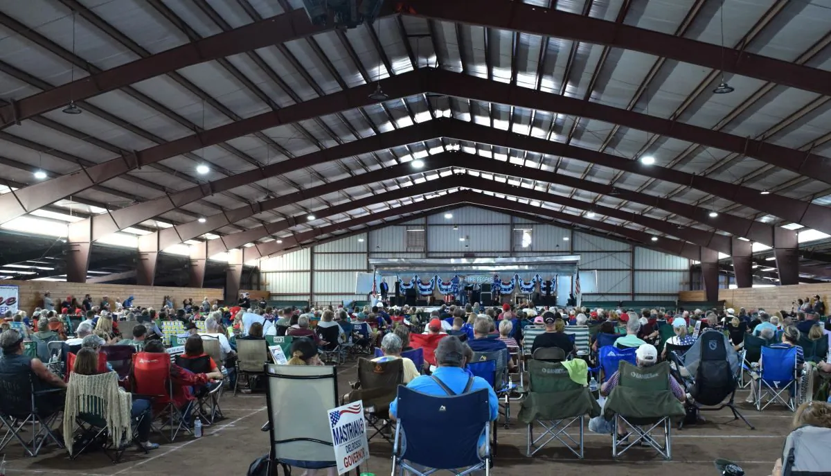 A united coalition of more than 100 patriot groups gathered at Keystone Horse Center in Bloomsburg, Pa. to discuss election integrity on Aug. 27, 2022. (Beth Brelje/The Epoch Times) 