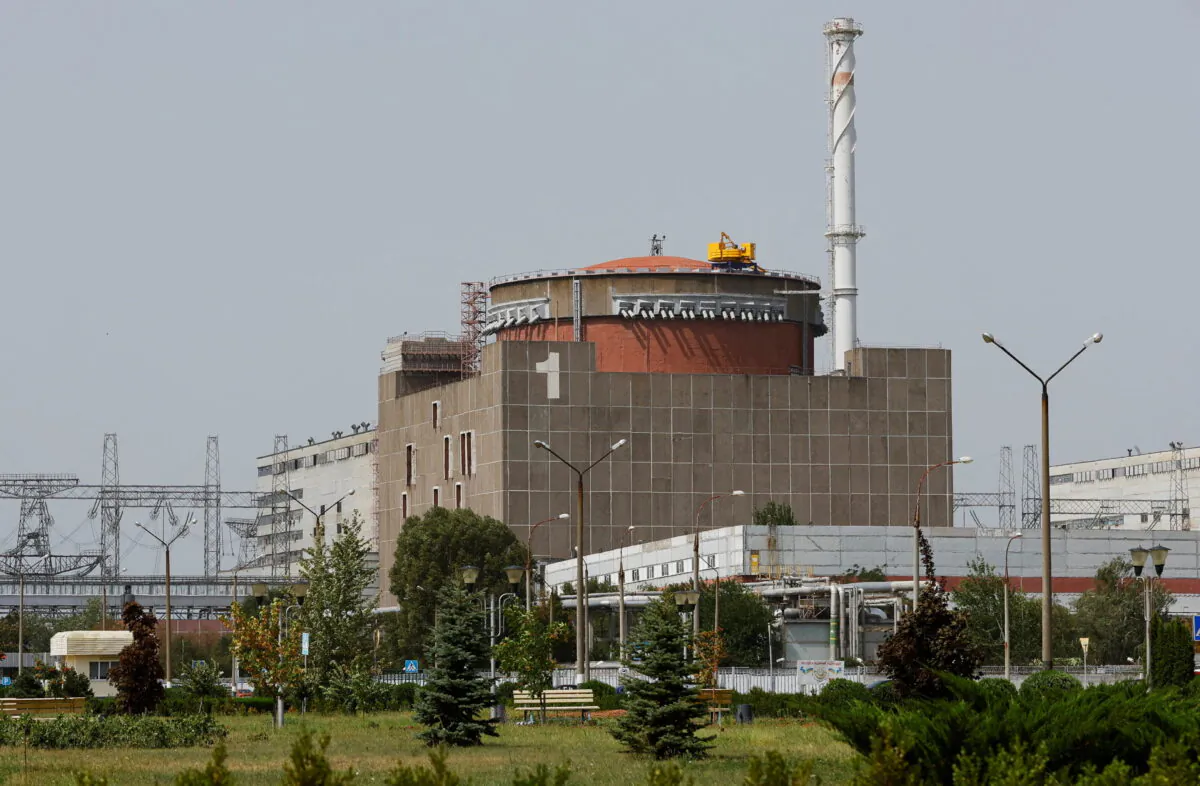 The Zaporizhzhia Nuclear Power Plant outside the Russian-controlled city of Enerhodar in Zaporizhzhia region, Ukraine, on Aug. 22, 2022. (Alexander Ermochenko/Reuters)