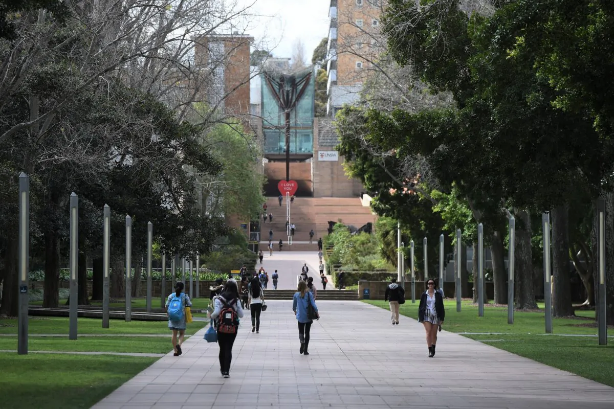 Students enter the University of New South Wales in Sydney, Australia, on Sept. 22, 2016. (AAP Image/Dean Lewins)