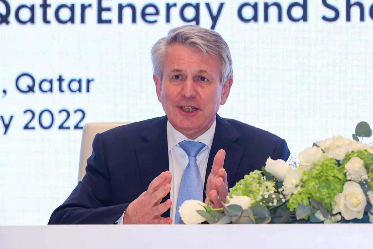 Shell's CEO Ben van Beurden speaks during a signing ceremony at QatarEnergy headquarters in Doha, on July 5, 2022. (Karim Jaafar/AFP via Getty Images)