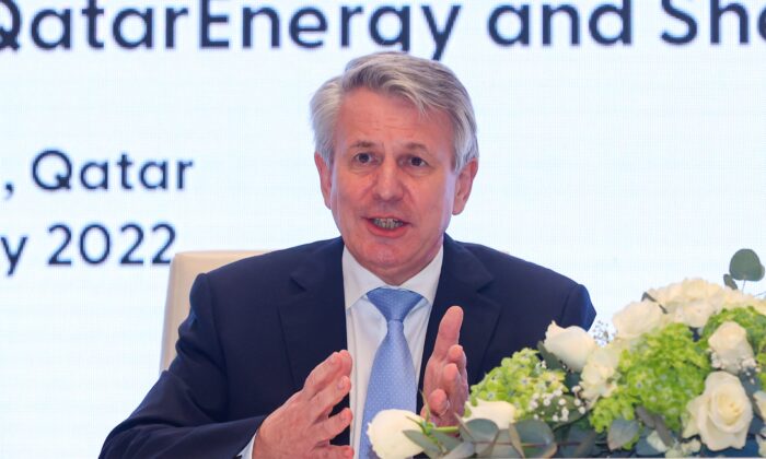 Shell's CEO Ben van Beurden speaks during a signing ceremony at QatarEnergy headquarters in Doha, on July 5, 2022. (Karim Jaafar/AFP via Getty Images)
