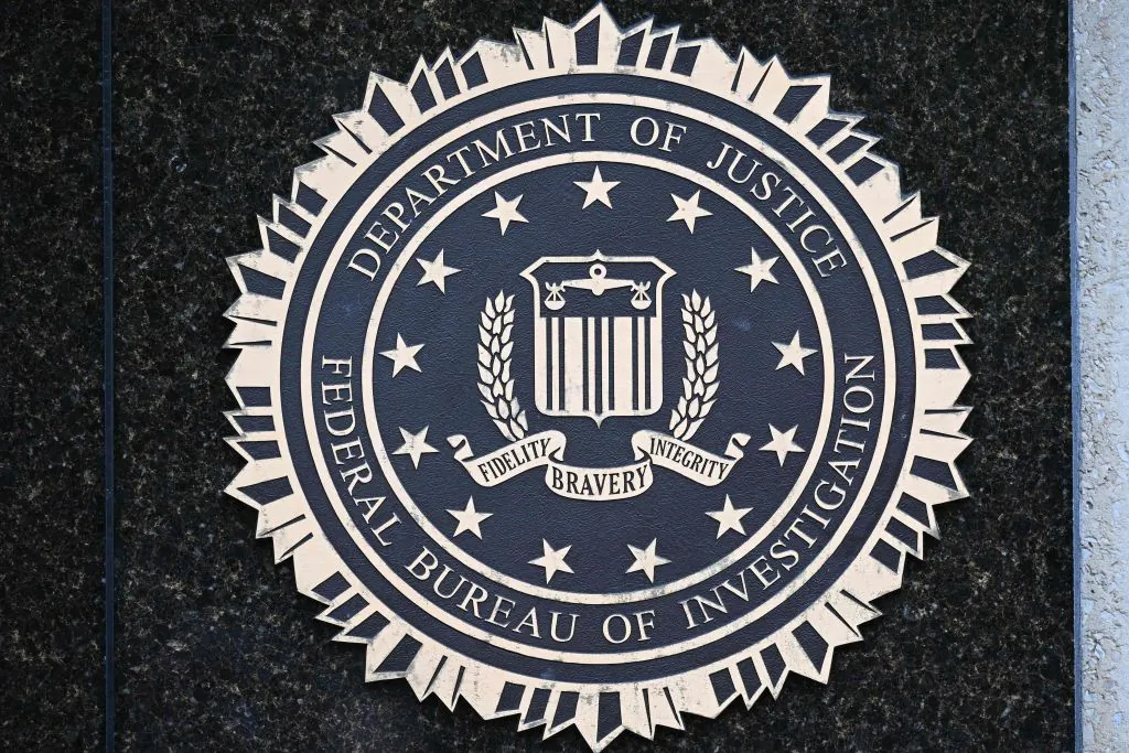 The seal of the FBI is seen outside its headquarters in Washington on Aug. 15, 2022. (Mandel Ngan/AFP via Getty Images)