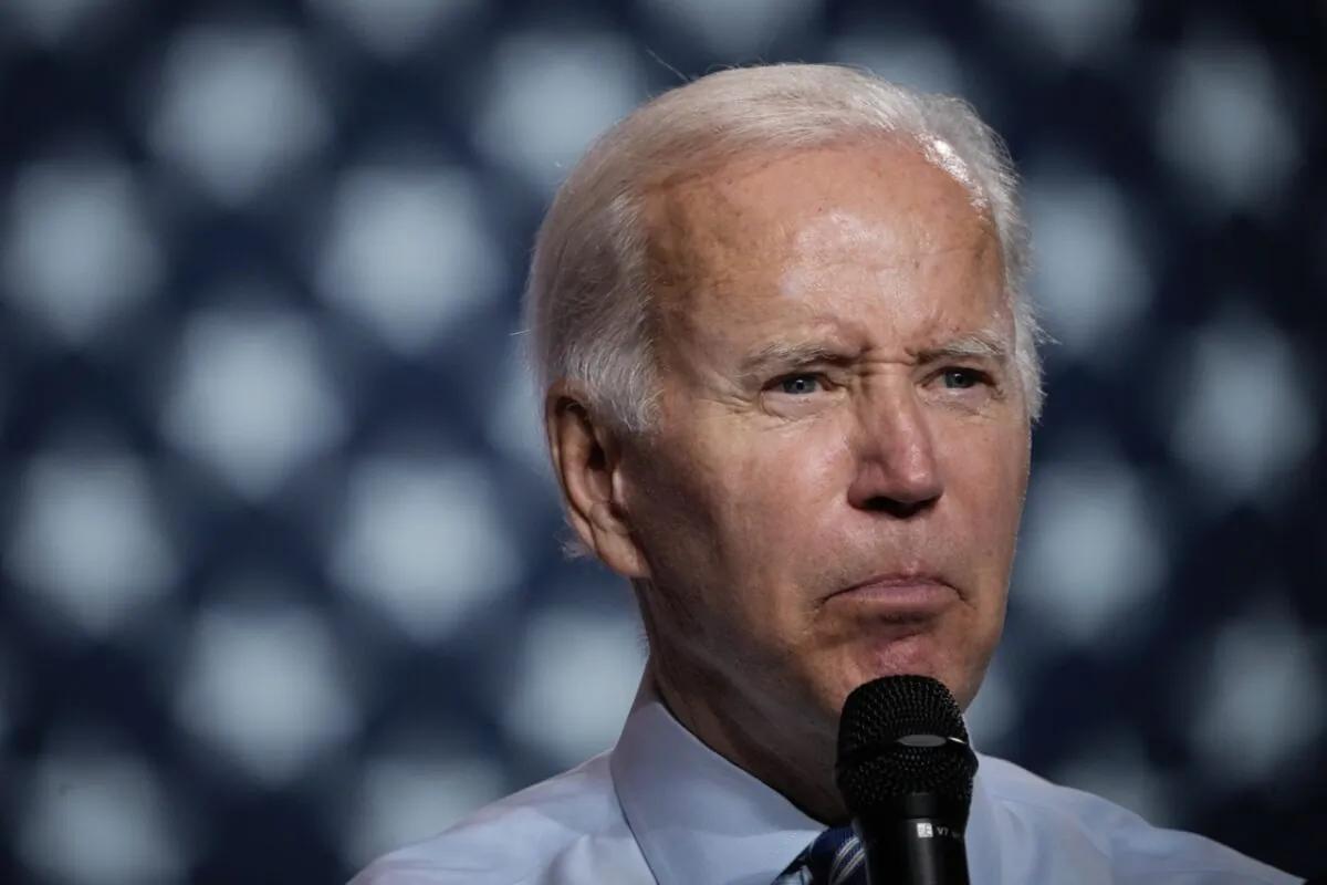 President Joe Biden speaks during a rally at Richard Montgomery High School in Rockville, Md., on Aug. 25, 2022. (Drew Angerer/Getty Images)