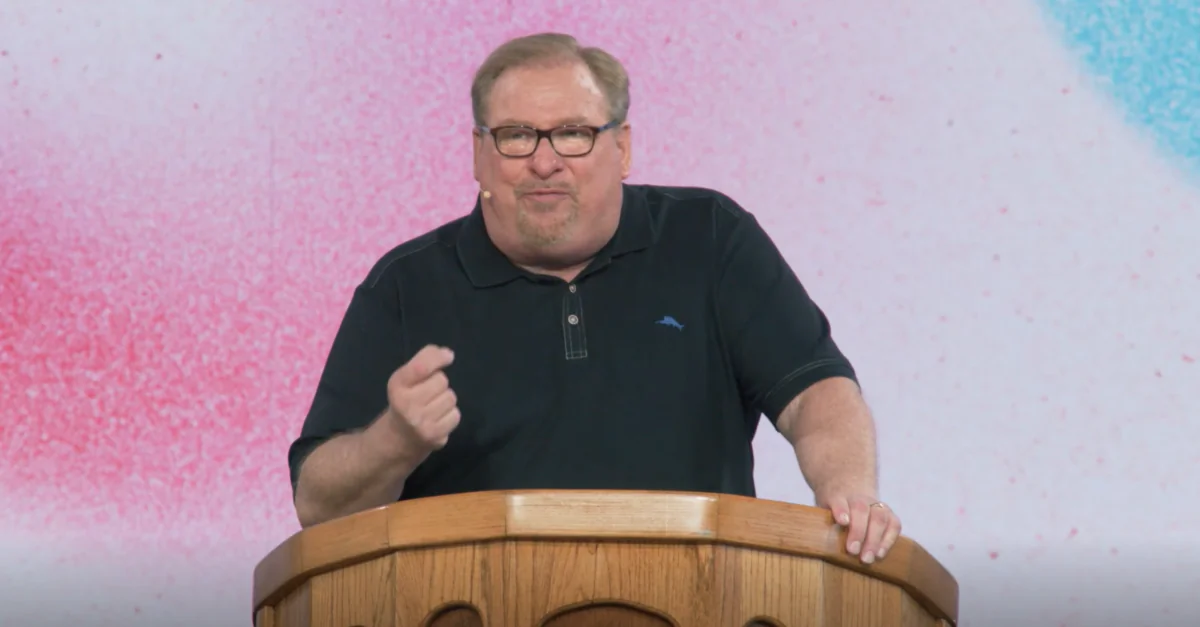 Pastor Rick Warren delivers his final sermon as Saddleback Church’s senior pastor at Saddleback Church in Lake Forest, Calif., on Aug. 28, 2022. (Screenshot via Saddleback Church)