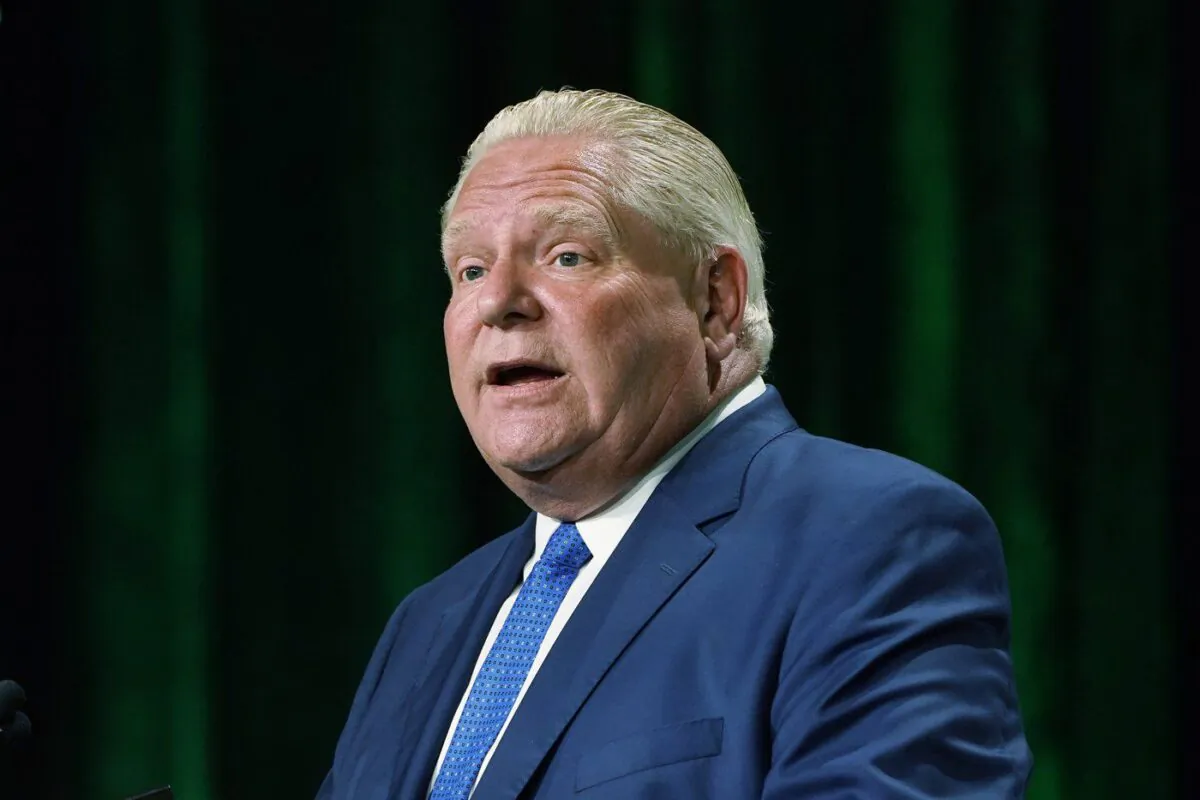 Ontario Premier Doug Ford speaks to the Association of Municipalities Ontario conference on Aug. 15, 2022 in Ottawa. (The Canadian Press/Adrian Wyld)
