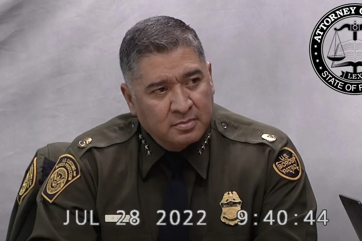 Border Patrol Chief Raul Ortiz testifies to the Florida attorney general’s office as part of a lawsuit the state has brought against the federal government, in Washington on July 28, 2022. (Screenshot/The Epoch Times)