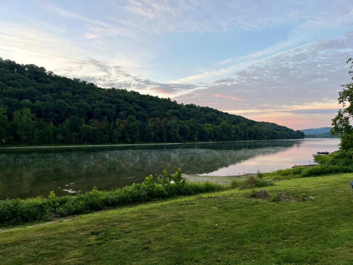 Sunset on the Susquehanna River from Riverside Acres Campground in Towanda, Bradford County, Pennsylvania, on Aug. 14, 2022. (Jason Nark/The Philadelphia Inquirer/TNS)