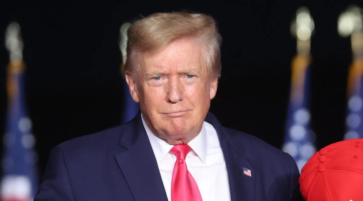 Former President Donald Trump greets supporters during a rally in Waukesha, Wis., on Aug. 5, 2022. (Scott Olson/Getty Images)