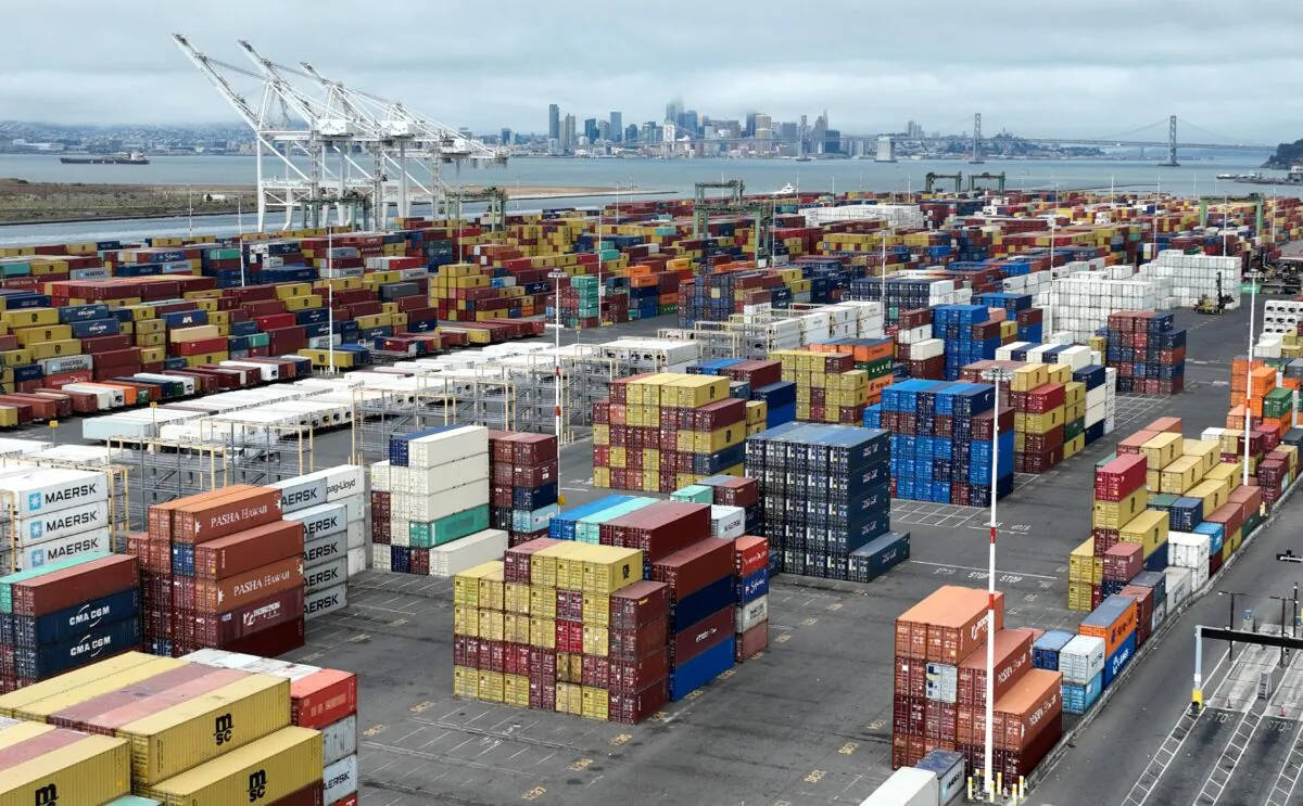 Shipping containers at the Port of Oakland in Oakland, Calif., on July 21, 2022. (Justin Sullivan/Getty Images)