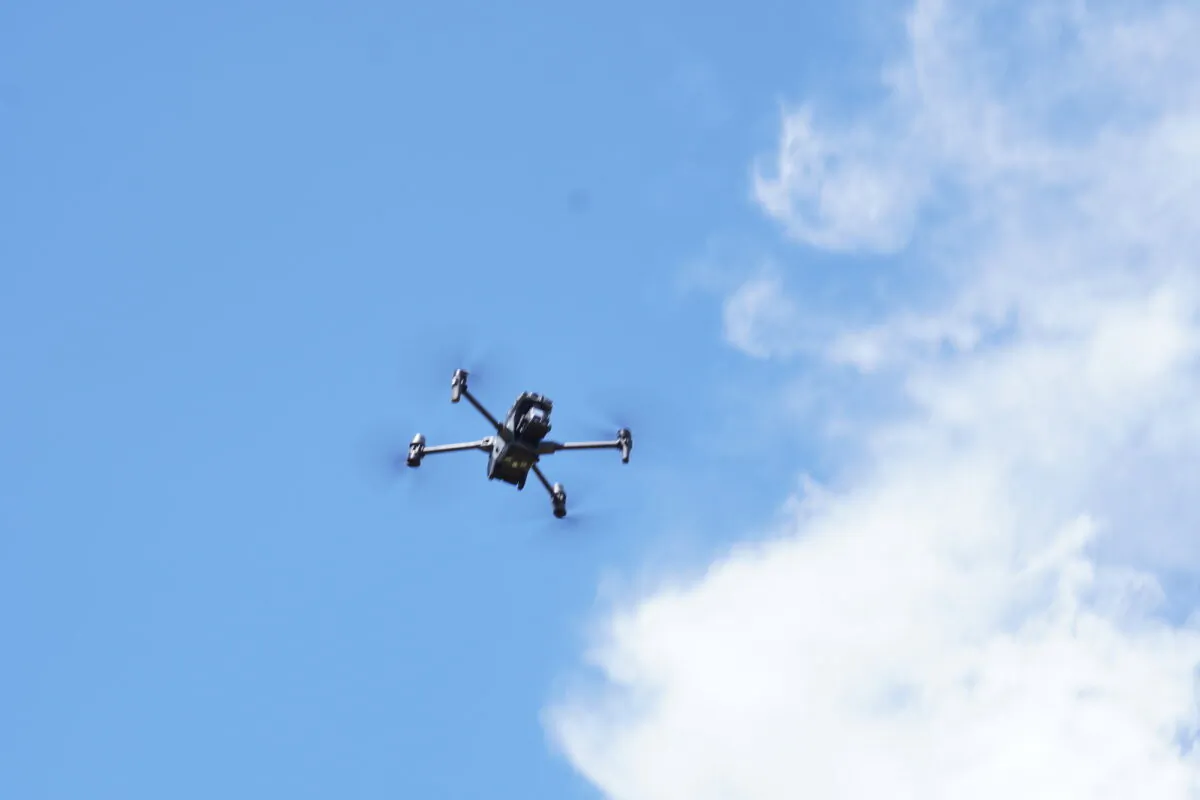 A surveillance drone takes flight over Arizona’s border with Mexico. (Allan Stein/The Epoch Times)