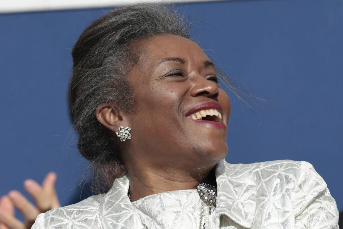 Lieutenant Governor of Virginia Winsome Sears smiles during the 74th Inauguration Ceremonies on the steps of the Virginia State Capitol in Richmond, Va., on Jan. 15, 2022. (Anna Moneymaker/Getty Images)