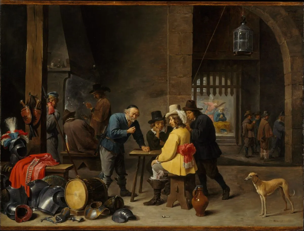 “Guardroom With the Deliverance of Saint Peter,” circa 1645–47, by David Teniers the Younger. Oil on wood; 21 3/4 inches by 29 7/8 inches. Metropolitan Museum of Art, in New York City. (Public Domain)