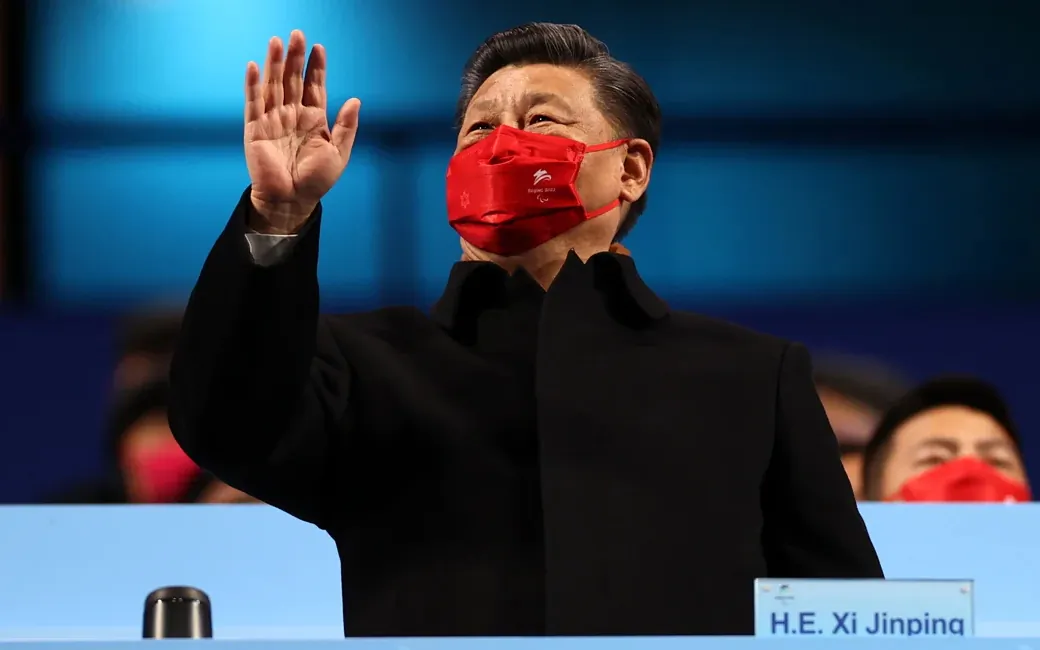 Chinese leader Xi Jinping greets the crowd March 4 during the opening ceremony of the Beijing 2022 Winter Paralympics at Beijing National Stadium. (Ryan Pierse/Getty Images)