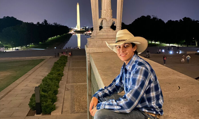 Colt Jaxon, 16, of Florida, made his first trip to Washington, as a winner of a national patriotic songwriting contest, in summer 2022. (Courtesy of Colt Jaxon)