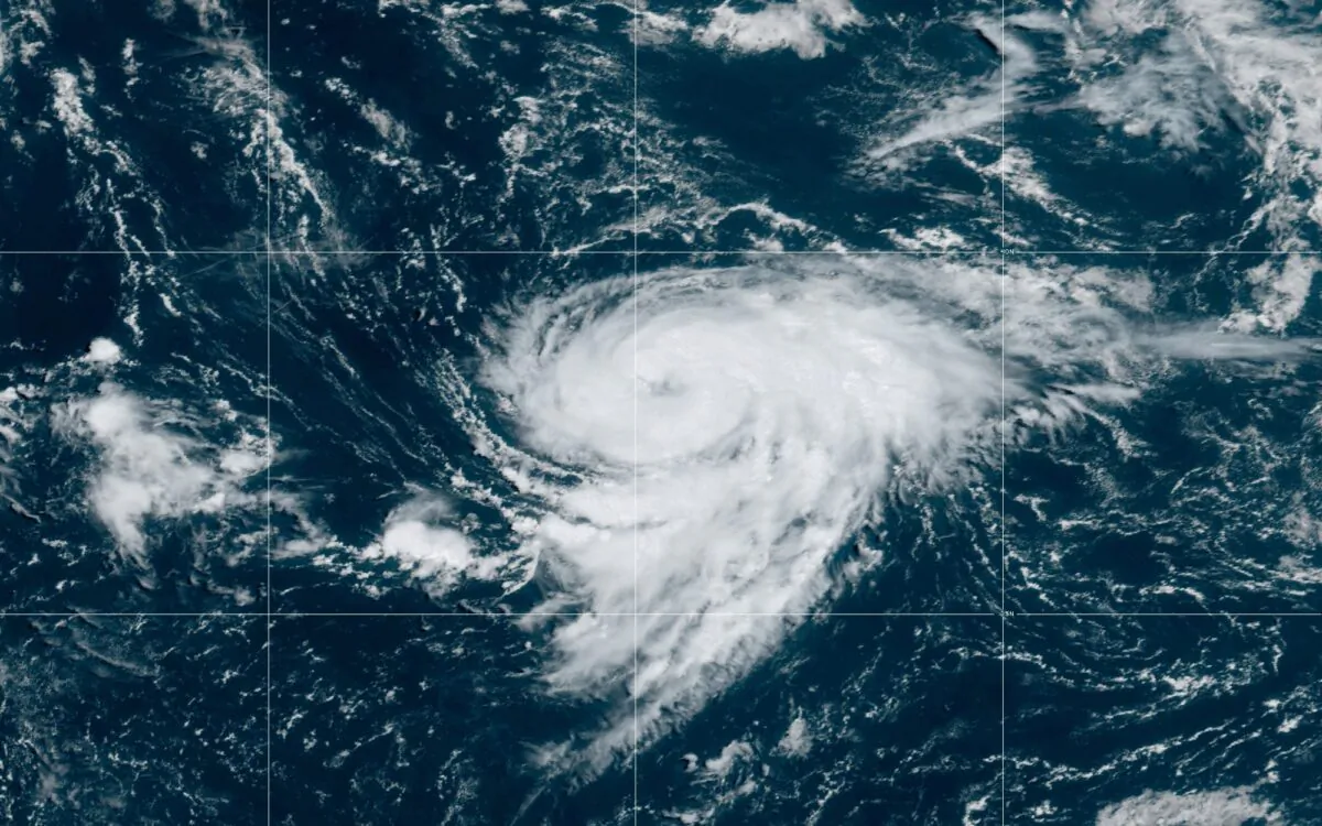 A satellite image shows Tropical Storm Danielle in the Atlantic at 12 p.m. ET on Sept. 1, 2022. (NOAA)