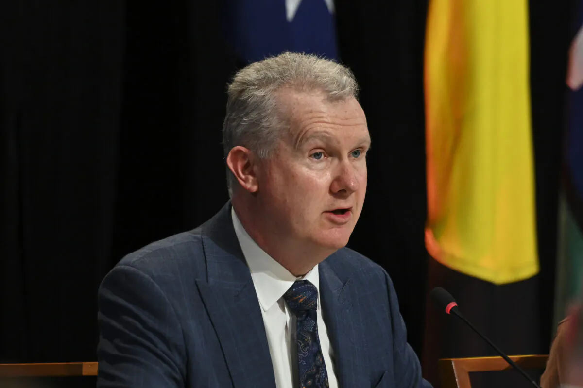 Employment and Workplace Minister Tony Burke speaks during the jobs and skills summit at Parliament House in Canberra, Australia, on Sept. 1, 2022. (Martin Ollman/Getty Images)