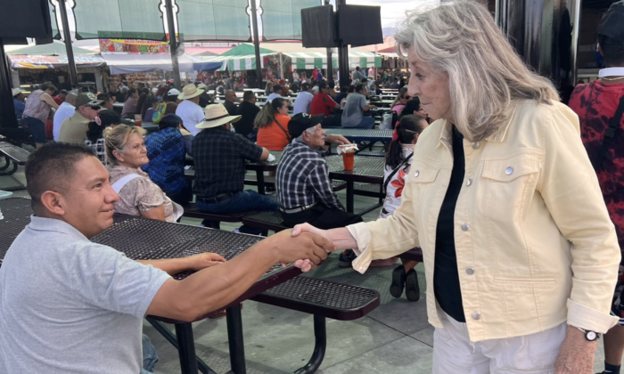 Nevada Congressional District 1 Democratic incumbent Rep. Dina Titus (D-Nevada) meets and greets voters at Broadacres Marketplace in North Las Vegas on Aug. 14. (Courtesy of Dina Titus for U.S. Congress)
