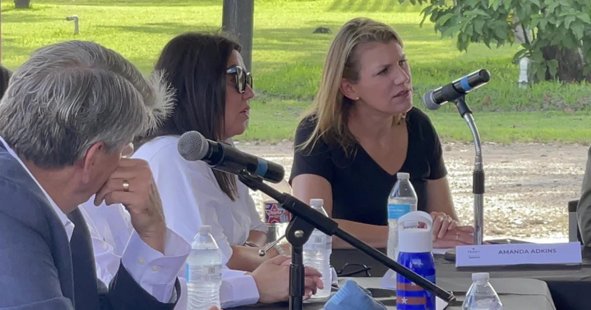 Kansas Congressional District 3 Republican candidate Amanda Adkins (R) at an Aug. 28 meeting with local, state, and federal officials in Hidalgo, Texas. (Courtesy Amanda Adkins For Congress)