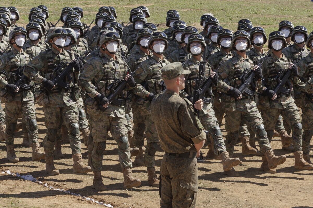 Chinese troops march