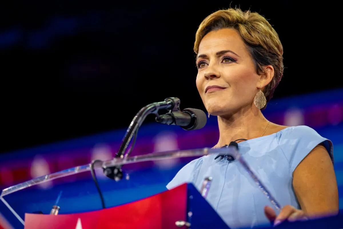 Republican nominee for Arizona governor Kari Lake speaks at the Conservative Political Action Conference at the Hilton Anatole in Dallas, Texas, on Aug. 6, 2022. (Brandon Bell/Getty Images)