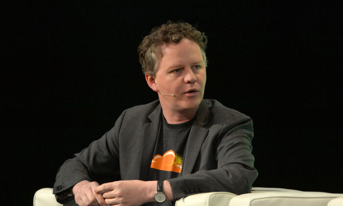 Cloudflare Partner, Matthew Prince appears on stage at the 2014 TechCrunch Disrupt Europe/London, at The Old Billingsgate in London, England, on Oct. 21, 2014. (Anthony Harvey/Getty Images for TechCrunch)
