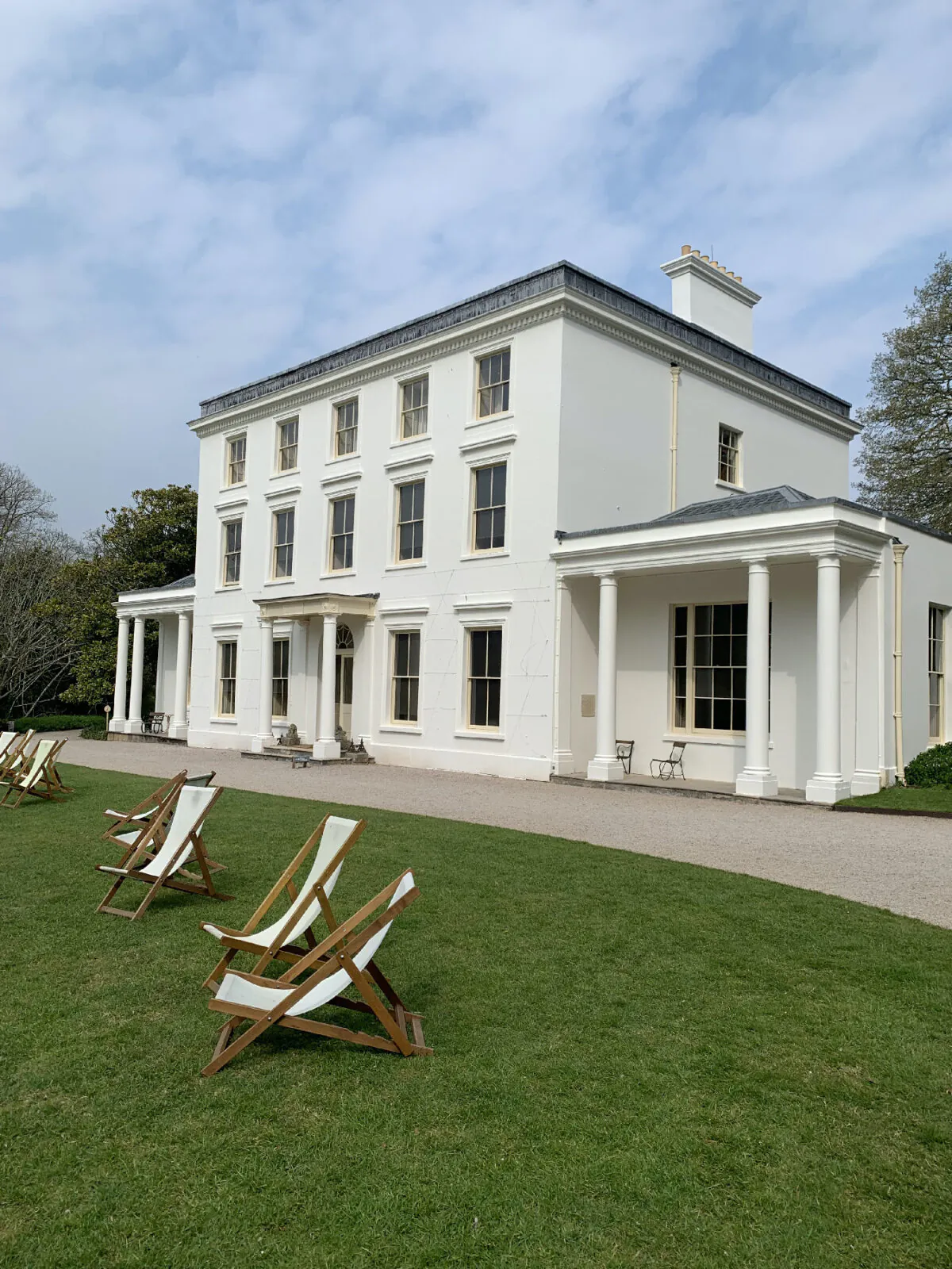 Waiting for guests and perhaps a round of croquet, the Regency-styled Greenway home of Agatha Christie on the south coast of England was a focal point for entertaining and writing widely read mysteries. (Courtesy of Carl H. Larsen)