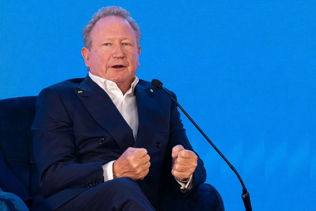 Andrew Forrest speaks on a panel during the opening of the CHOGM Business Forum in Kigali, Rwanda, on June 21, 2022. (Luke Dray/Getty Images)