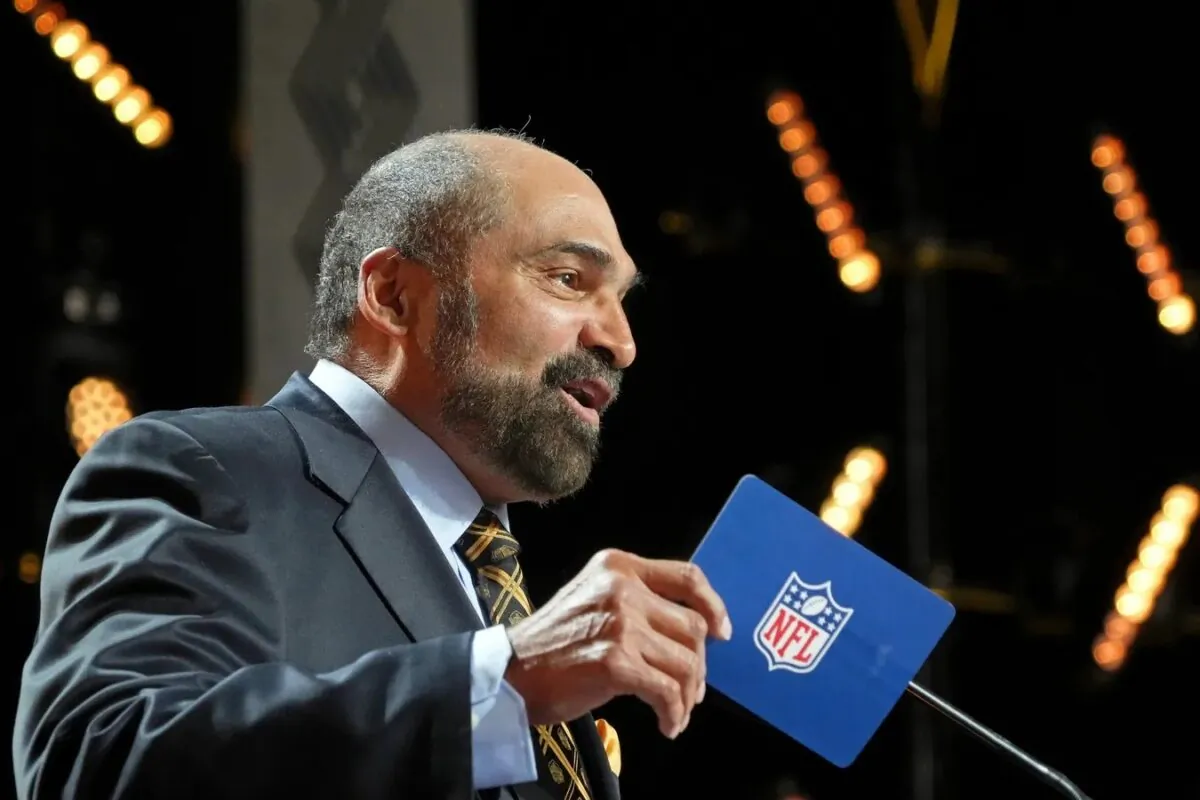 Hall of Famer Franco Harris speaks during the first round of the 2022 NFL Draft at the NFL Draft Theater in Las Vegas, on April 28, 2022. (Kirby Lee/USA TODAY Sports via Field Level Media)