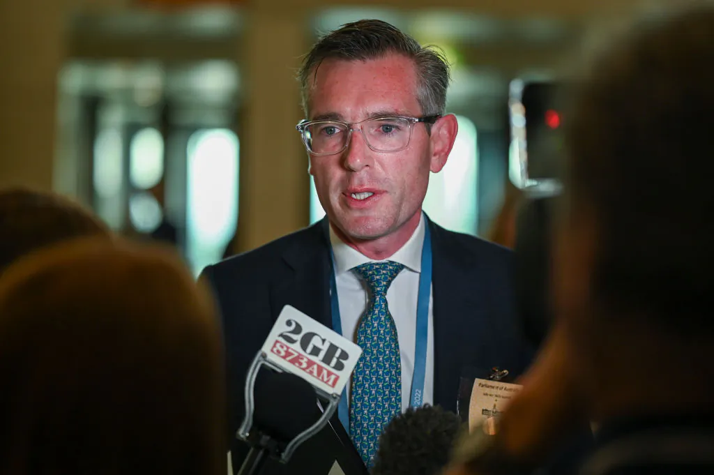  NSW Premier Dominic Perrottet arrives at the Jobs and Skills Summit at Parliament House in Canberra, Australia on September 1, 2022  . (Photo by Martin Ollman/Getty Images)