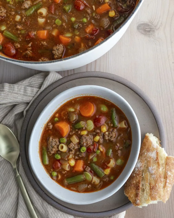 Hamburger, but make it a simple, warming, budget-friendly soup that feeds a crowd. (Meleyna Nomura/TNS)