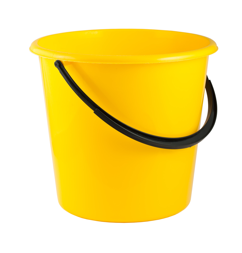 Yellow,Plastic,Bucket,Isolated,On,White,Background